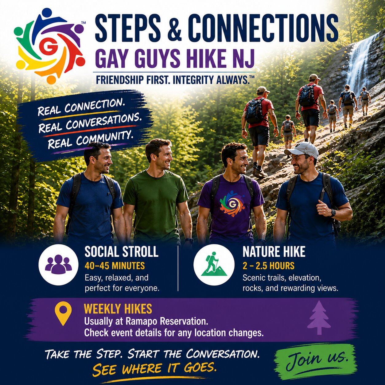 Gay Guys Hike NJ May 16 | Steps & Connections Gay Men’s Hiking Event New Jersey